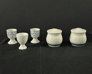 Lot 65: Ceramic Egg Cups and Salt and Pepper Shakers