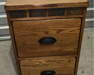 Lot 40: Two-Drawer Wooden Nightstand Cabinet