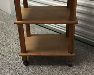 Lot 25: Three-Tier Wooden Rolling Cart