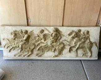 Large Fiberglass Hanging Decor Depicting Roman Soldiers On Horses