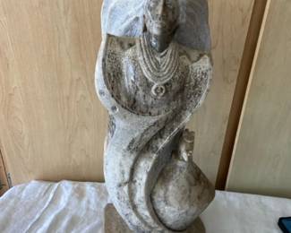 Signed Native American Statue Made Of Alabaster