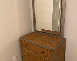 Cool Wicker Chest Of Drawers And Mirror