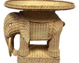 Rattan & Wicker Elephant Side Coffee Table Vivai Del Sud Style