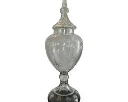 Vintage Cut Glass Or Crystal Lidded Urn