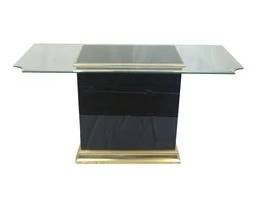 Pierre Cardin Black Glass And Brass Console Table