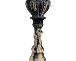 Vintage Blue And White Majolica Urn On Dragon Stand