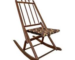 Antique Tapestry Campaign Folding Rocking Chair
