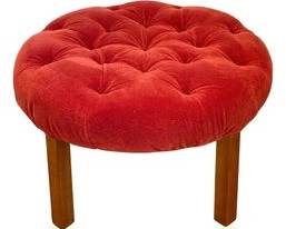 Mid Century Tufted Ottoman Mohair/Velvet