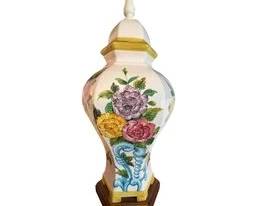 Vintage Hand Painted Floral Ginger Jar Lamp