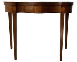 Vintage Hepplewhite-Style Inlaid Mahogany Flip Top Game Card Table