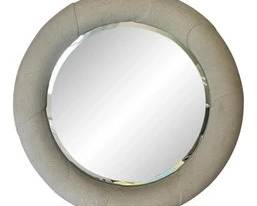 Karl Springer Style Textured Plaster Round Mirror