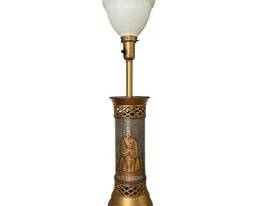 Mid 20th Century Chinoiserie Hand Painted Gilt Lamp