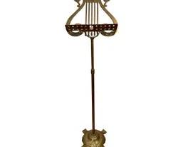 Mid-20th Century French Patinated Brass Music Stand With Lyre Motif