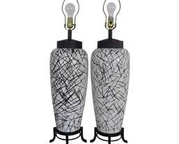 Vintage Abstract Asian Inspired Ceramic Lamps