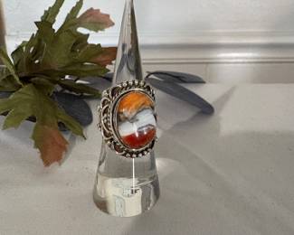 Oyster, turquoise, sterling ring