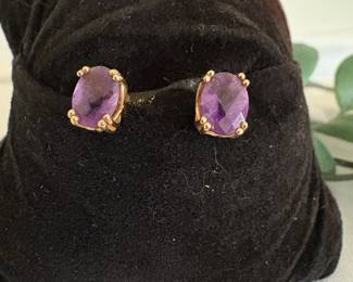 Amethyst and gold earrings