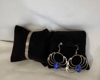 Sterling bracelet and earrings