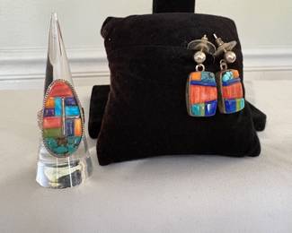 Sterling earrings and ring