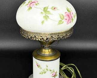 Vintage Hand Painted Hurricane Parlor Lamp 