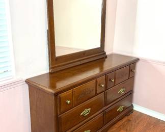 Pine 6-Drawer Dresser with Attached Mirror - Made in Brazil 