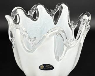 White Blown Glass Bowl - Murano Glass - Italy 