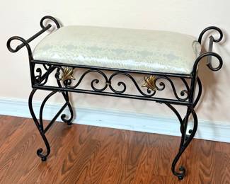 Vintage Style Wrought Iron Vanity Bench 
