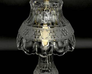 Vintage Etched Flower Cut Glass Lamp 