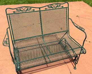 Green Wrought Iron Glider 