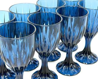 Set of 8 Entree Dark Blue Noritake Wine Goblets 