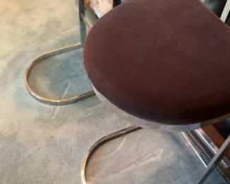 Set of 2 Modern Velvet Bar Stools with Metal Legs 
