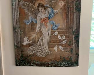Lena Liu Angel with Doves Woven Wall Tapestry 25 x 34
