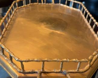 Brass Faux Bamboo Gallery Tray