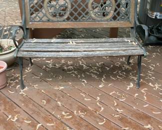 Vintage Style Ornate Wood and Cast Iron Garden Bench