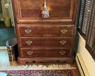 Vintage Inlaid Wood Secretary Desk Chest 38 x 19 x 54