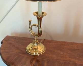 Vintage Brass French Horn Table Lamp