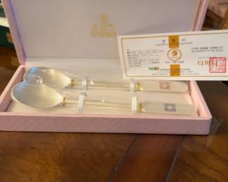 Korean Gold Jade Spoon Set (gift from former Korean Chairman of Joint Chief of Staff)