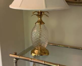 Vintage Brass and Crystal Pineapple Table Lamp