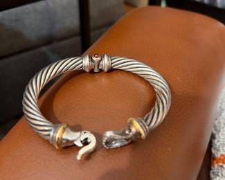 David Yurman Two-Tone Diamond Buckle Bracelet