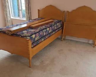 Two Twin Birds Eye Maple Bed Frames