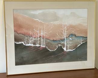 White Trees On Fiberglass Watercolor Painting By Harriet Bingham Thayer