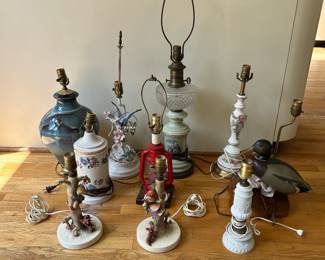 Vintage Lamps Lot Including Hummels