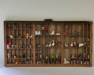 Letterpress Printers Drawer With Miniature Animal Figurines