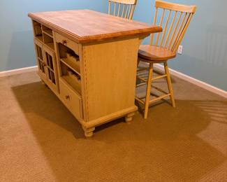 Island with 2 stools 54wx 30dx 35 1/2h
