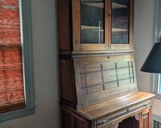 Antique Three piece solid wood quarter sawn oak desk