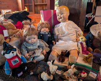 Antique doll from early 1800, Hand Painted and handmade porcelain dolls in handmade clothes, antique bear, santa bear