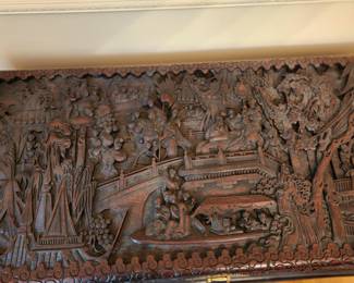 antique carved trunk, imported from China in 1960s, top shown