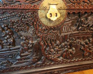 antique carved trunk, imported from China in 1960s