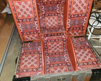 antique steamer trunk, interior