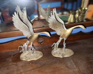 pair of brass geese