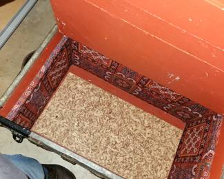 antique steamer trunk, interior